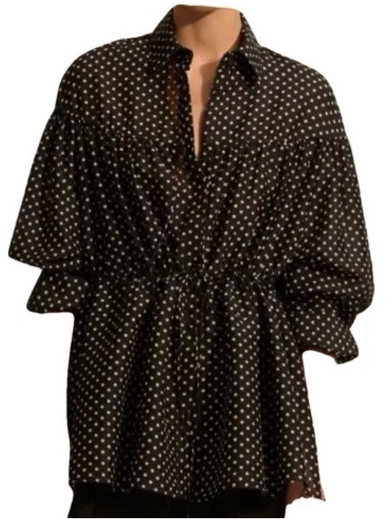 Matteau Tops - Matteau Black Organic Cotton and Silk Button-Up Polka Dot Blouse Size U.S. 6